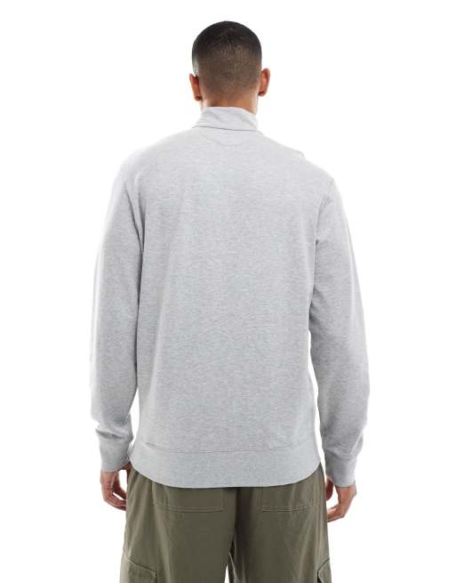 Polo Ralph Lauren - Sweat à col zippé en maille double avec logo - Gris chiné, 5 de 5