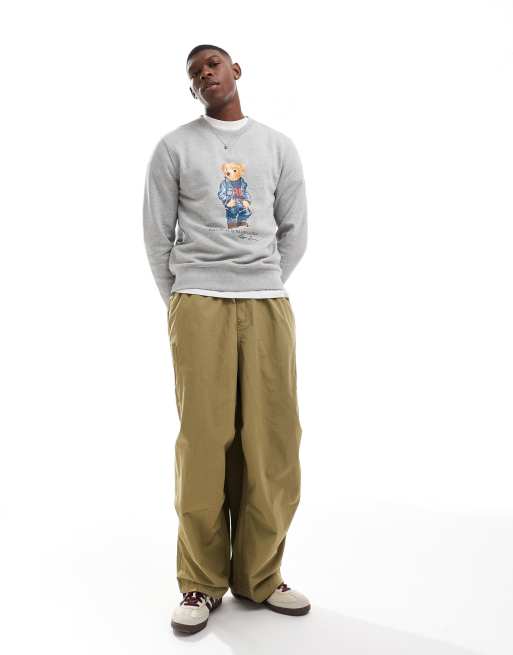 Polo Ralph Lauren - Sweat à imprimé ours en jean - Gris chiné, 3 de 4