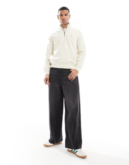 Polo Ralph Lauren - Sweat classique oversize en molleton à col zippé et logo emblématique - Crème, 3 de 4