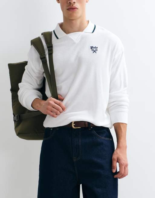 Polo Ralph Lauren - Sweat décontracté en maille à manches longues - Blanc, 5 de 5