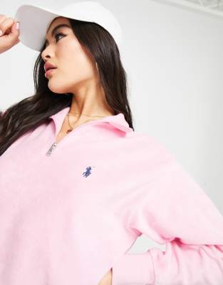 Polo Ralph Lauren - Sweat d'ensemble en tissu éponge avec col zippé - Rose