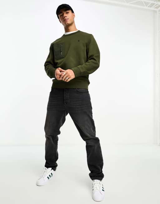 Polo Ralph Lauren - Sweat en double maille avec logo et poche zippée sur le devant - Vert olive, 3 de 4