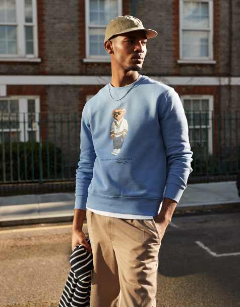 Polo Ralph Lauren - Sweat en polaire avec imprimé ours style universitaire - Bleu moyen - view 1