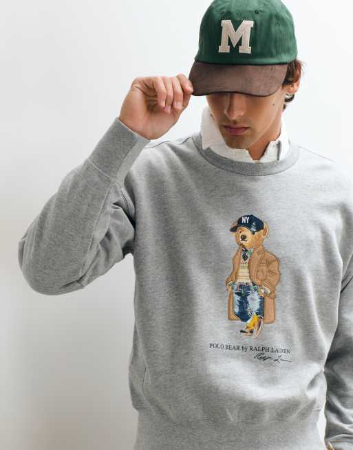 Polo Ralph Lauren sweat-shirt en maille à imprimé ours gris, 3 de 5