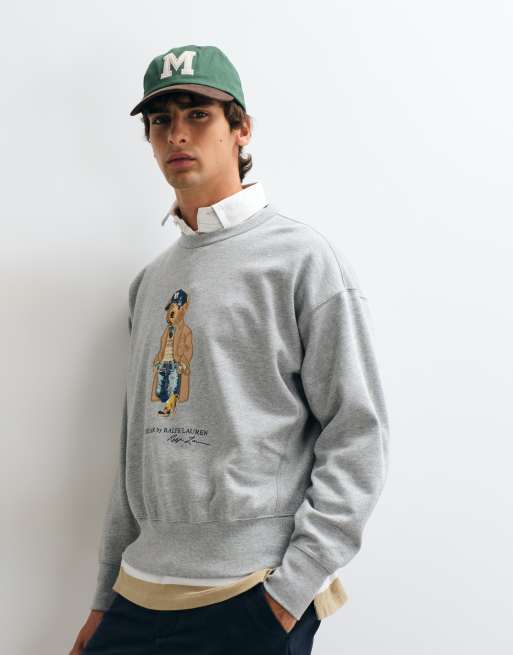 Polo Ralph Lauren sweat-shirt en maille à imprimé ours gris, 5 de 5