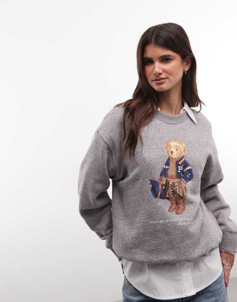 Polo Ralph Lauren sweat-shirt Polo Bear gris - view 1