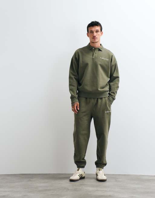 Polo Ralph Lauren sweat-shirt polo épais à logo script en kaki, 3 de 7