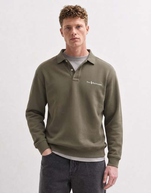 Polo Ralph Lauren sweat-shirt polo épais à logo script en kaki, 6 de 7