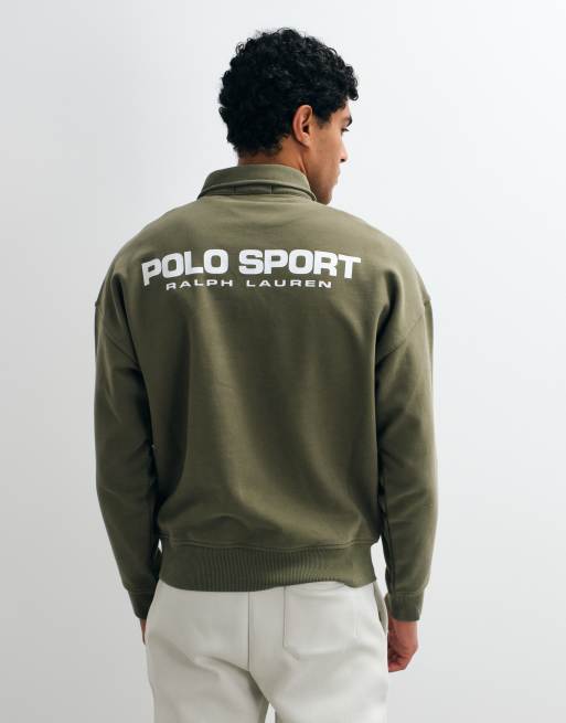 Polo Ralph Lauren sweat-shirt zippé quart au dos imprimé vert olive, 4 de 5