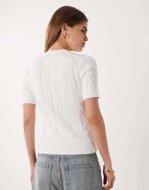 Polo Ralph Lauren sweater cardigan in white, 3 of 4