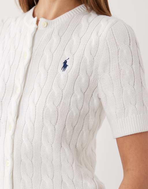 Polo Ralph Lauren sweater cardigan in white, 4 of 4