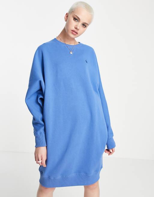 Blue sweatshirt shop dress