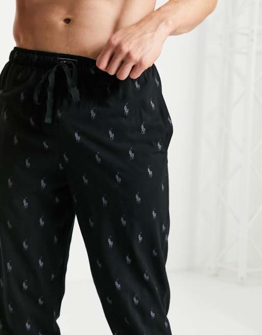 Polo Ralph Lauren sweatpants with all over pony logo in black