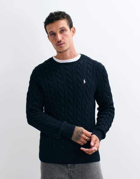 Polo Ralph Lauren Sweatshirt aus Baumwolle mit Zopfmuster und Icon-Logo in Marineblau - view 1