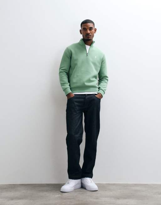 Polo Ralph Lauren Sweatshirt aus Doppelstrick-Jersey mit Icon-Logo und Viertelreißverschluss in Hellgrün, 2 von 5
