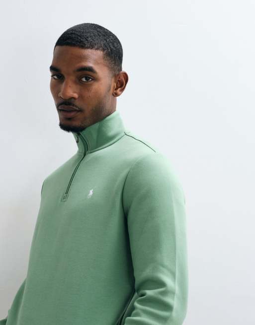 Polo Ralph Lauren Sweatshirt aus Doppelstrick-Jersey mit Icon-Logo und Viertelreißverschluss in Hellgrün, 4 von 5