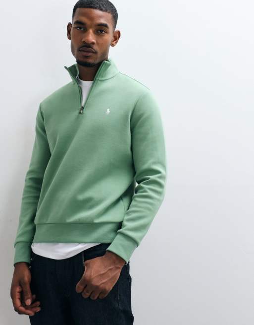 Polo Ralph Lauren Sweatshirt aus Doppelstrick-Jersey mit Icon-Logo und Viertelreißverschluss in Hellgrün, 5 von 5