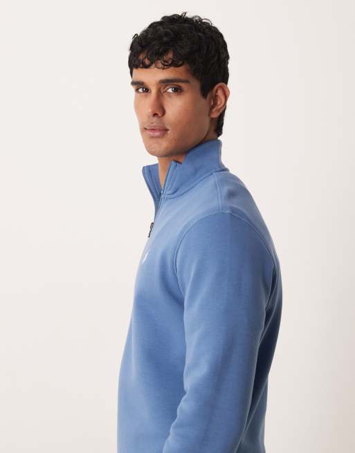 Polo Ralph Lauren – Sweatshirt aus Jacquard-Strick in Mittelblau mit Markenlogo und kurzem Reißverschluss, 5 von 5