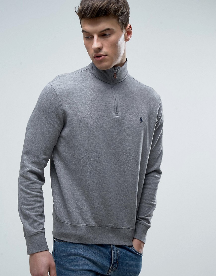 Polo Ralph Lauren Sweatshirt Half Zip Double Faced Jersey-Grey