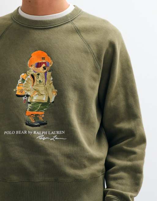 Polo Ralph Lauren sweatshirt imprimé ours saisonnier en kaki, 3 de 5