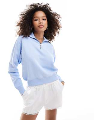 Polo Ralph Lauren - Sweatshirt in Blau mit kurzem Reißverschluss und Logo