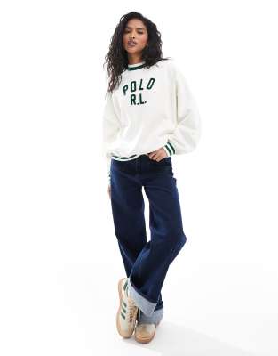 Polo Ralph Lauren - Sweatshirt in Creme mit Collegelogo-Weiß