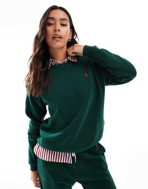 Polo Ralph Lauren – Sweatshirt in Dunkelgrün mit Markenlogo