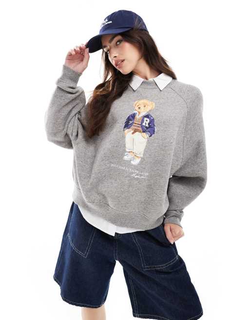 Polo Ralph Lauren – Sweatshirt in Grau mit Bär-Logo