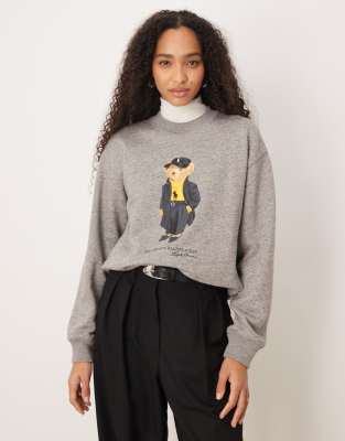 Polo Ralph Lauren - Sweatshirt in Grau mit Polo Bear im Weihnachts-Look