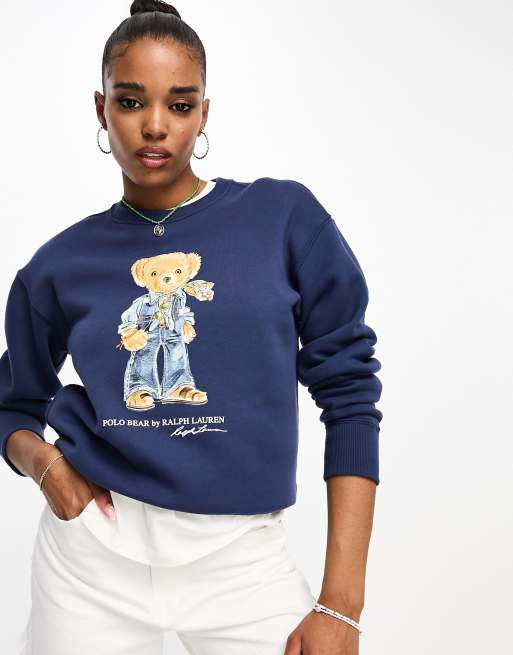 Polo Ralph Lauren – Sweatshirt in Marineblau mit Retro-Bär-Print
