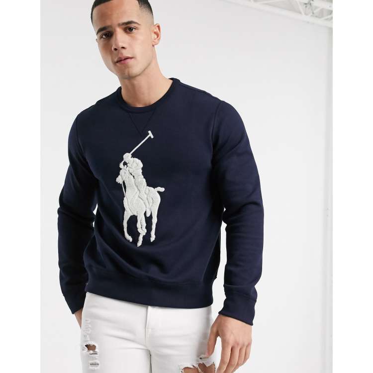 Polo Ralph Lauren sweatshirt in navy with large towelling logo | ASOS