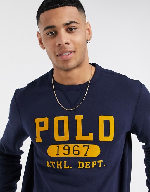 Polo Ralph Lauren sweatshirt in navy with vintage flock logo