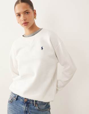 Polo Ralph Lauren - Sweatshirt in Weiß mit Logo und Rundhalsausschnitt