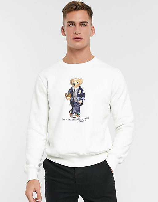 Polo Ralph Lauren sweatshirt in white with bear logo | ASOS