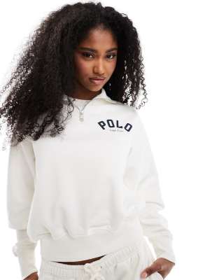 Polo Ralph Lauren - Sweatshirt in Wollweiß mit kurzem Reißverschluss, Kombiteil