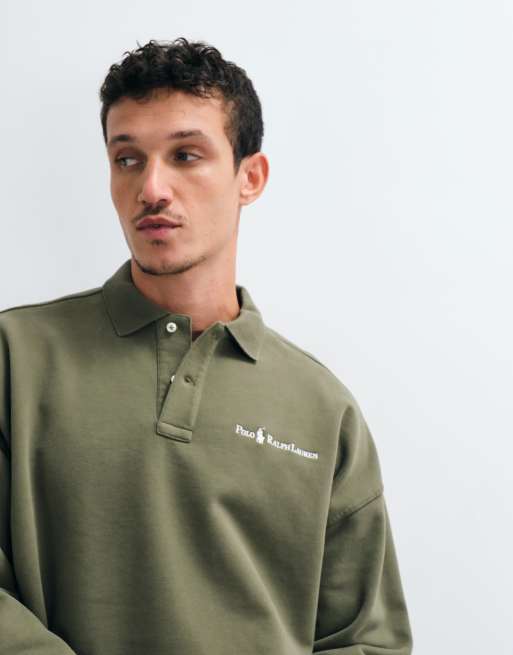 Polo Ralph Lauren sweatshirt med script-logo i kraftig kvalitet i khaki, 4 af 7