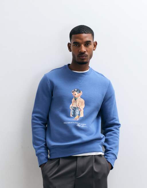 Polo Ralph Lauren sweatshirt med sæsonbestemt bjørneprint i blå, 5 af 5