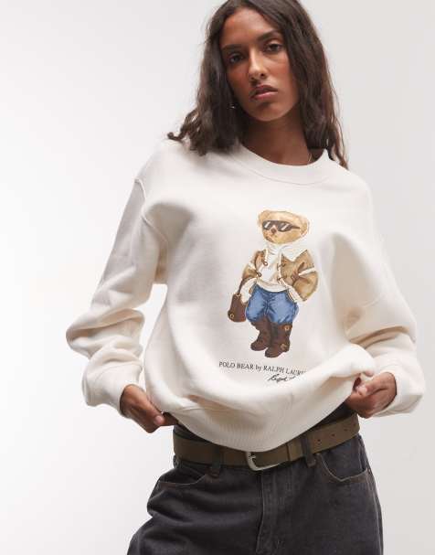 Polo Ralph Lauren sweatshirt met berenprint in gebroken wit - view 1