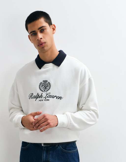 Polo Ralph Lauren sweatshirt met groot icon crest-logo in lichtgrijs, 2 van 5