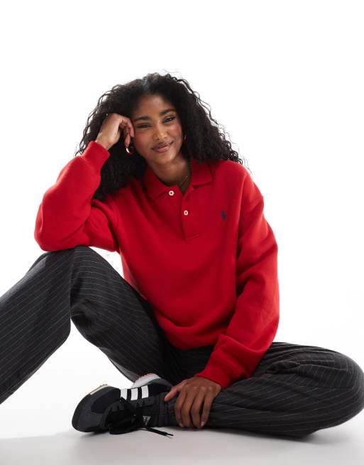 Polo Ralph Lauren - Sweatshirt met kraagje en logo in rood