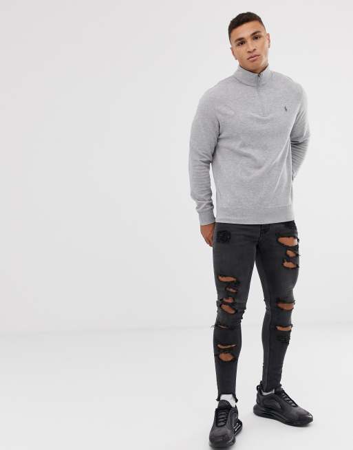 Polo Ralph Lauren – Sweatshirt mit halblangem Reißverschluss in Kalkgrau, 4 von 4