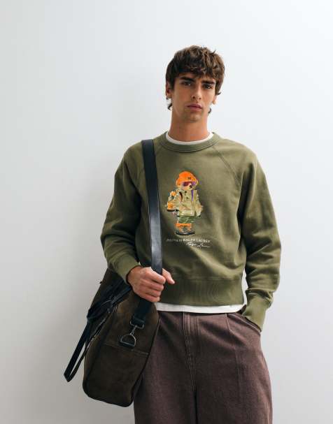 Polo Ralph Lauren Sweatshirt mit saisonalem Bären-Print in Khaki - view 1