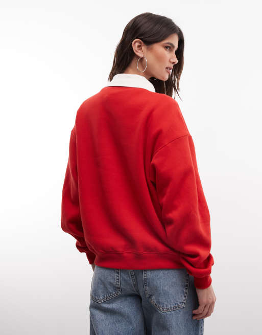 Polo Ralph Lauren Sweatshirt mit Varsity-Kragen in Rot, 4 von 4