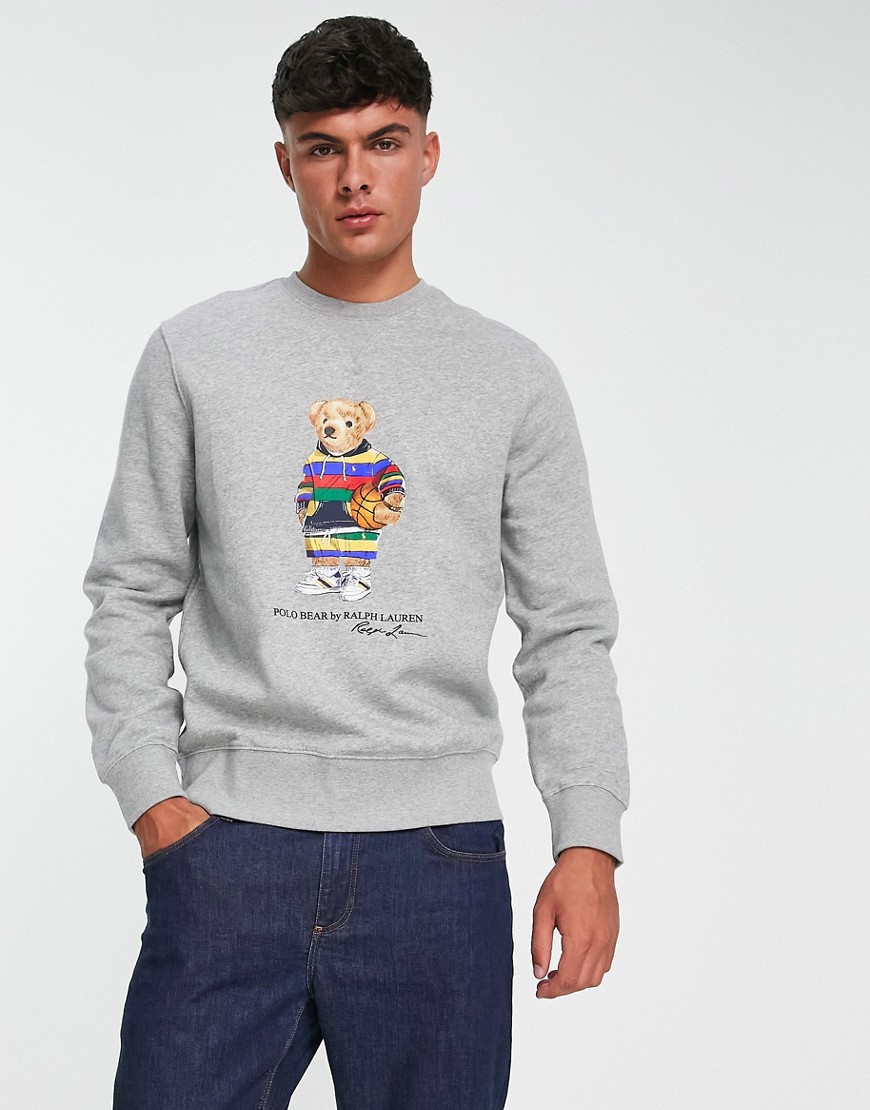 Polo Ralph Lauren sweatshirt with bear print in grey marl