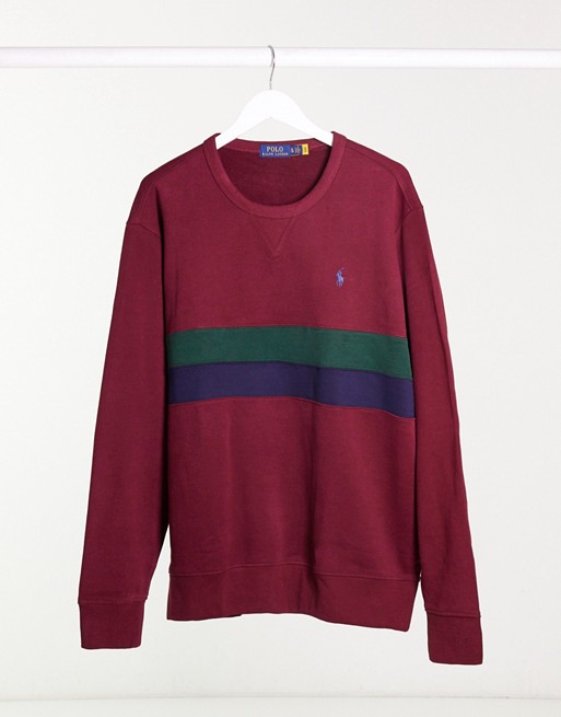 Polo Ralph Lauren sweatshirt with double stripe in burgundy multi