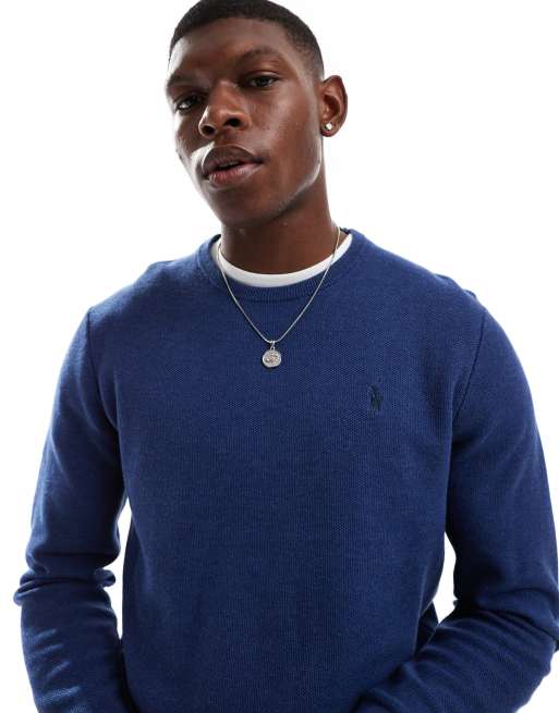 Polo Ralph Lauren – Sweter z bawełnianej dzianiny w granatowym melanżowym kolorze z logo