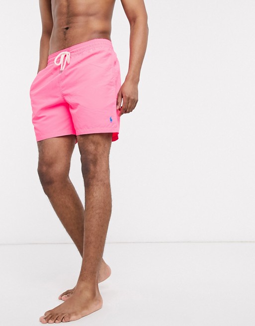 Polo Ralph Lauren swim short in neon pink with player logo