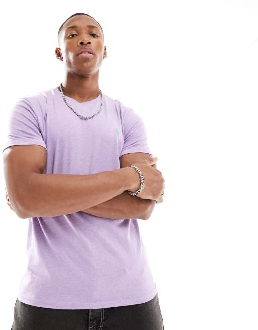 Polo Ralph Lauren – Syrénlila, melerad t-shirt med ikonlogga
