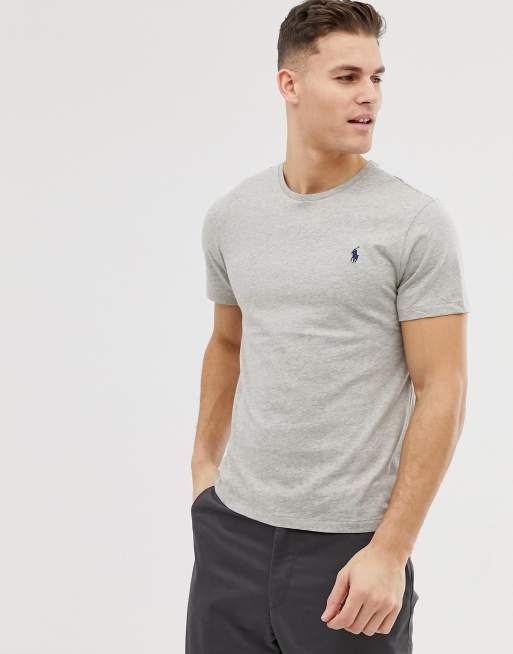 Polo Ralph Lauren – Szary T-shirt o dopasowanym kroju z okrągłym dekoltem