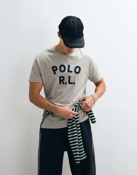 Polo Ralph Lauren – Szary T-shirt o klasycznym kroju z logo - view 1